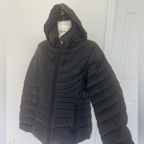 a.n.a Down Puffer Jacket Packable Hooded Sz Xl Black Cozy Winter Goth core - Picture 10 of 14
